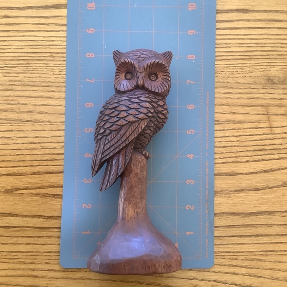 Artisan Signed Wooden Hand Carved Owl Vintage signed J Burris 85 - Picture 11 of 17